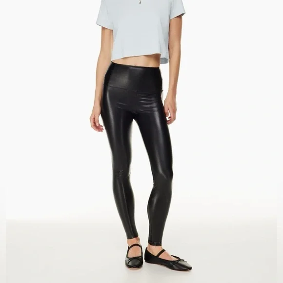 Aritzia Wilfred Free Black Vegan Leather Skinny High Waisted Leggings Small - Picture 16 of 16